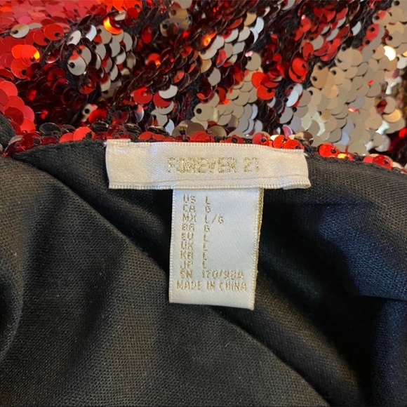 Forever 21 Red & Silver Fully Sequined Mini Dress Large - Picture 8 of 9